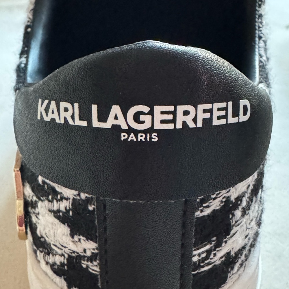 Karl Lagerfeld Black and White Heart Accent Sneakers - Picture 6 of 10